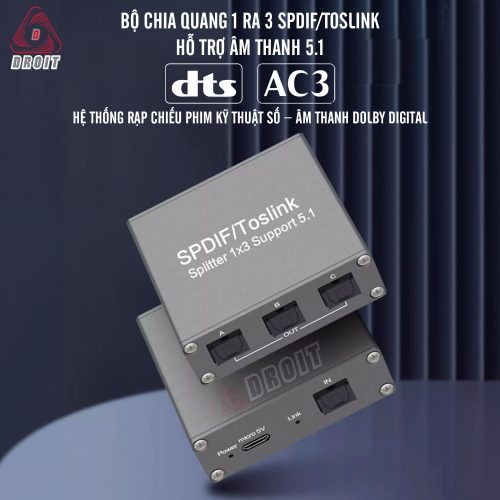 Bộ chia quang 1 ra 3 SPDIF Toslink - Hỗ trợ âm thanh 5.1