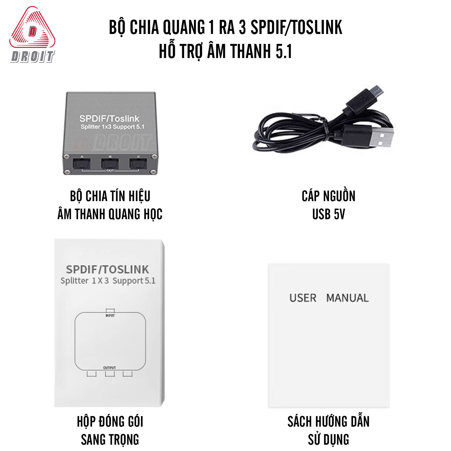 Bộ chia Spdif Toslink 1x3 Bộ chia Spdif Toslink 1x3