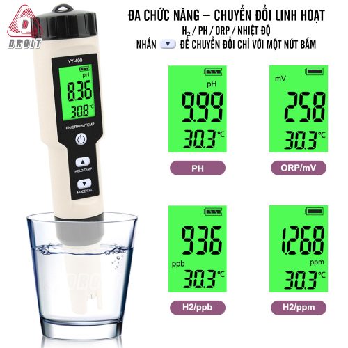 Bút thử nước đa năng Ph, Hydrogen H2, ORP, TEMP