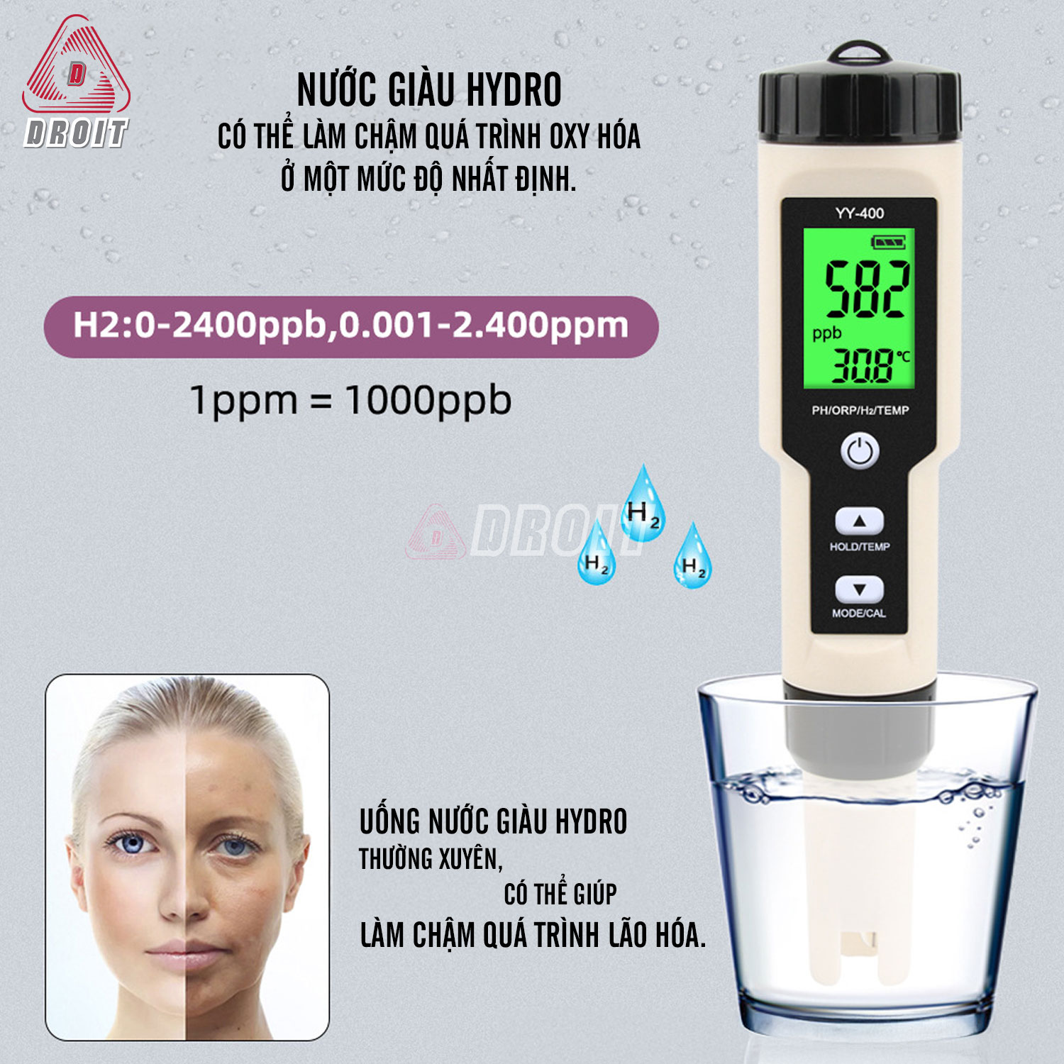 Kiểm tra nồng độ ion kiềm PH Hydrogen H2, trong nước