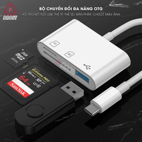 Đầu đọc thẻ SD TF USB Type-C