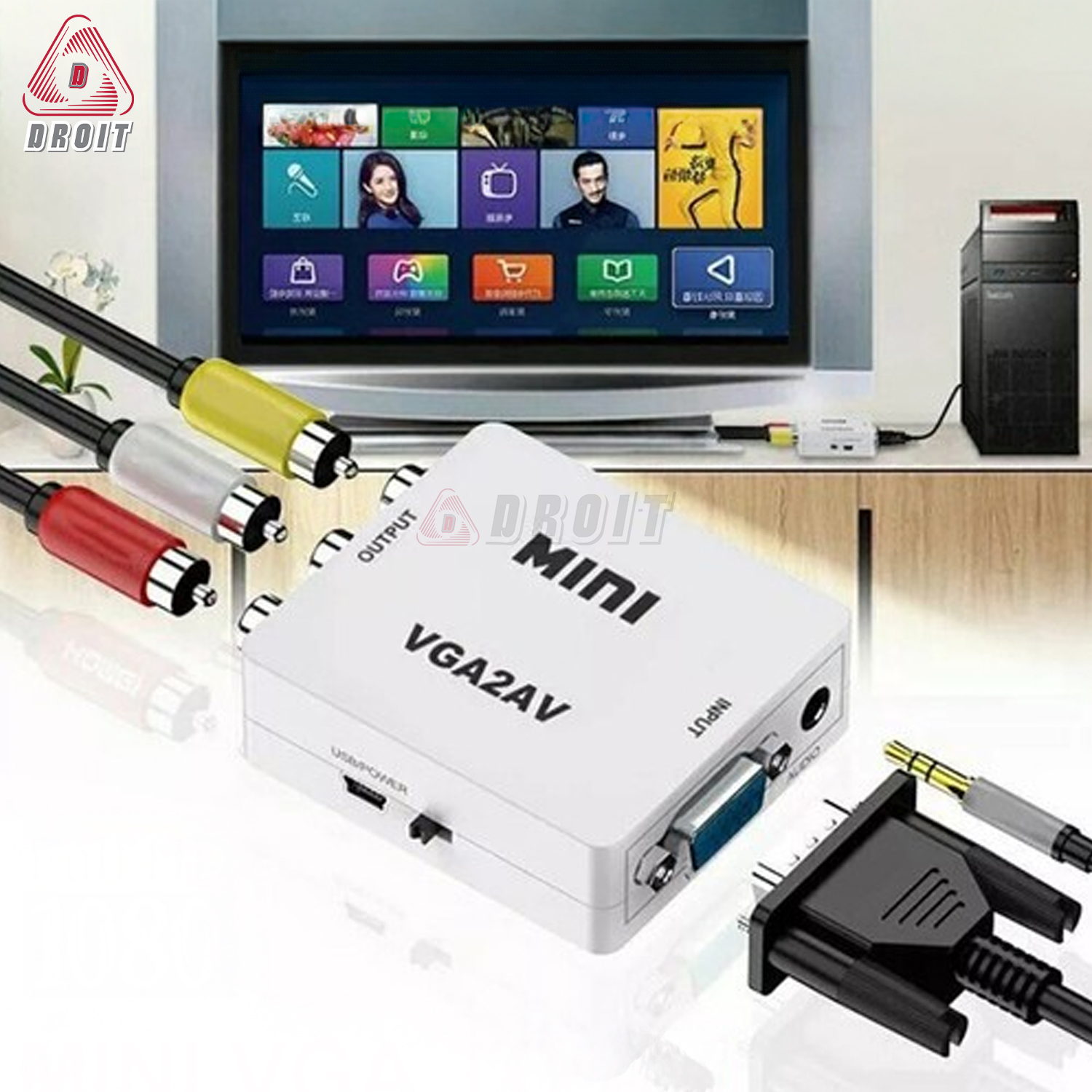 Bộ chuyển VGA sang AV Kết nối Tivi đời cũ