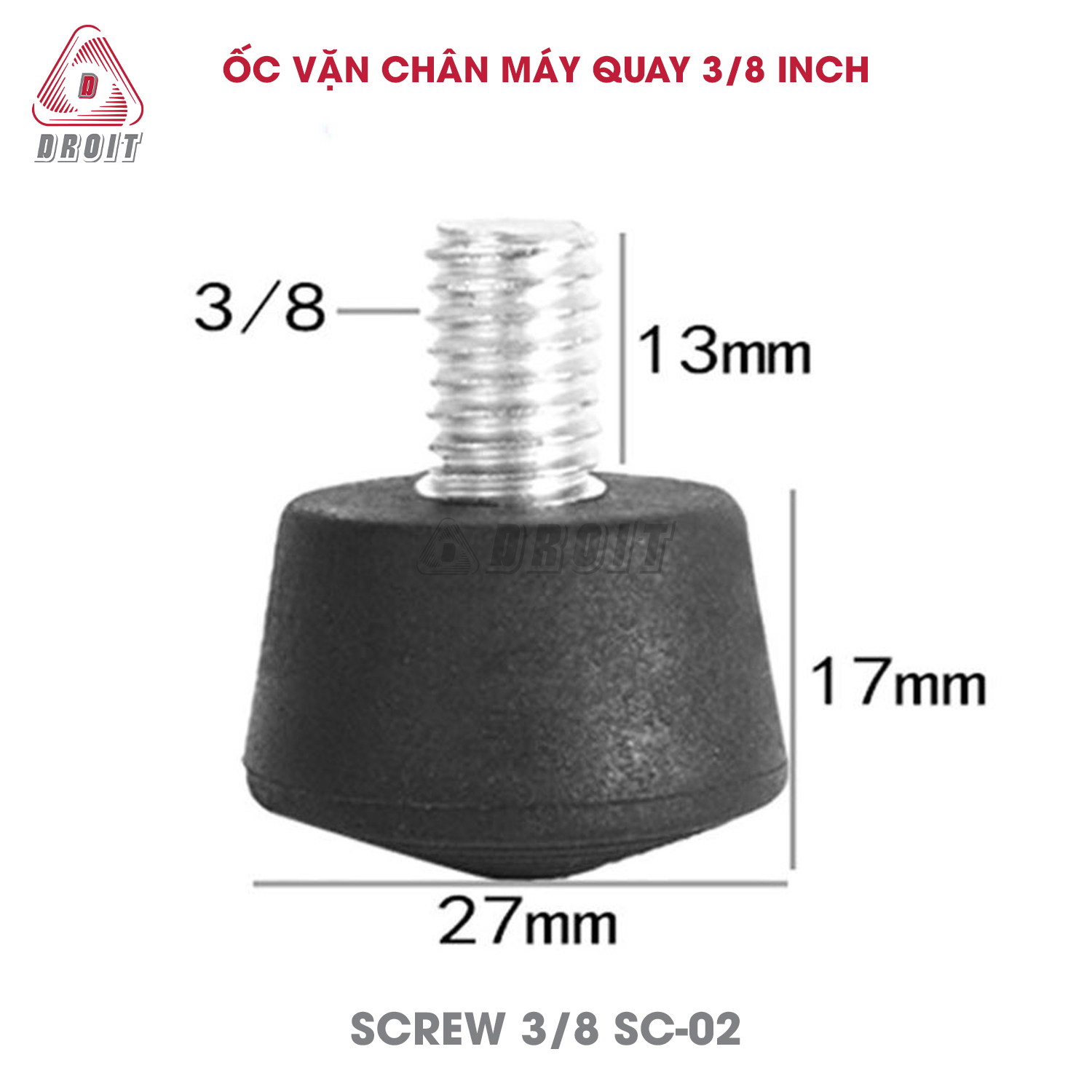 Ốc vặn chân máy quay 3/8 inch Ốc vặn chân máy quay 3/8 inch