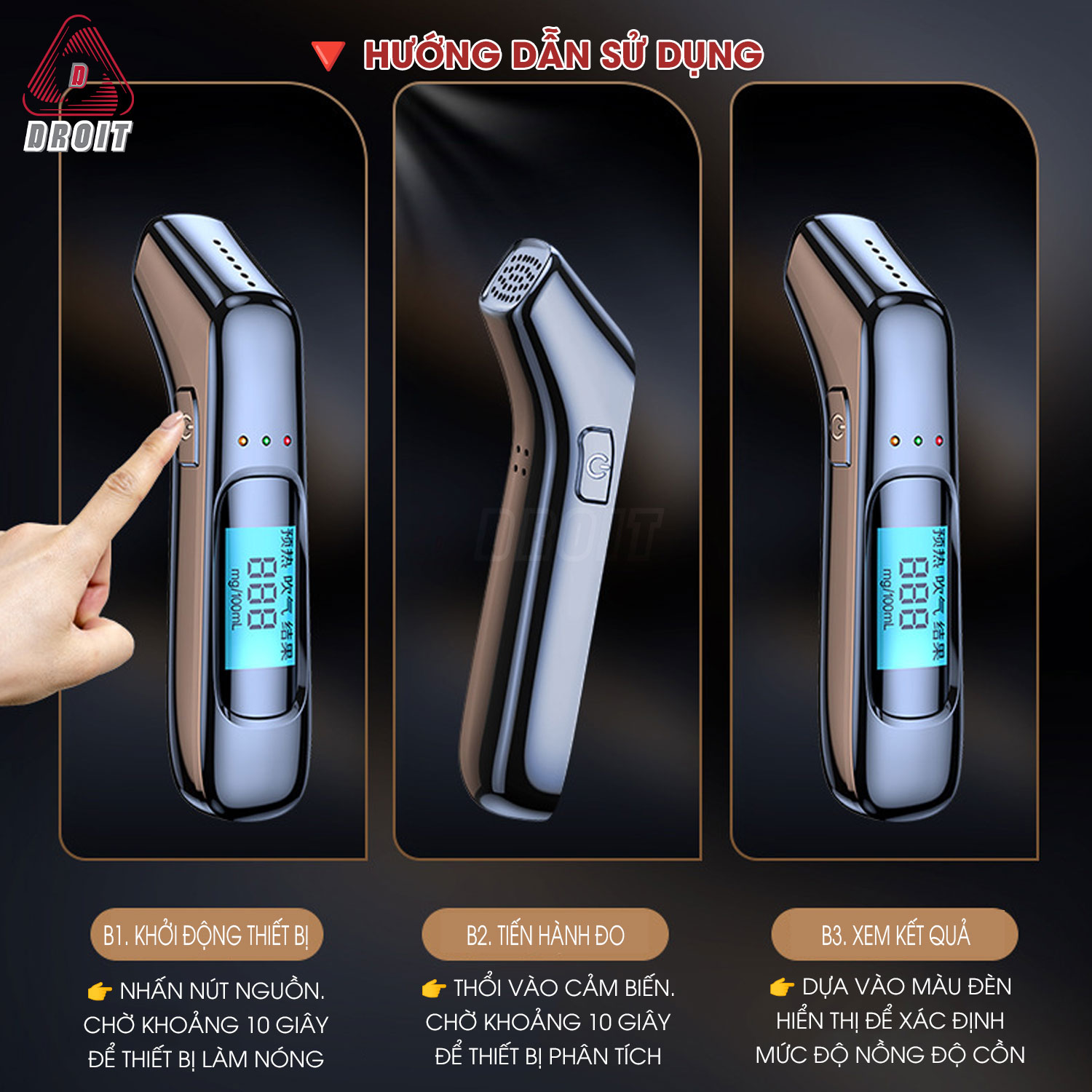 Hướng dẫn sử dụng máy đo nồng độ cồn chính hãng chuẩn quốc tế