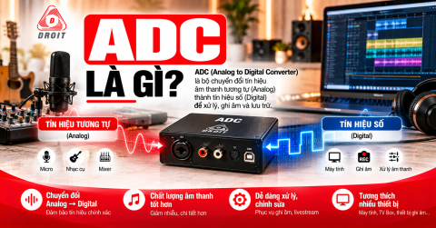 ADC là gì, chuyển tín hiệu analog từ micro, nhạc cụ sang tín hiệu số