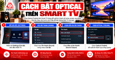 Cách bật Optical trên Smart TV trong menu cài đặt âm thanh